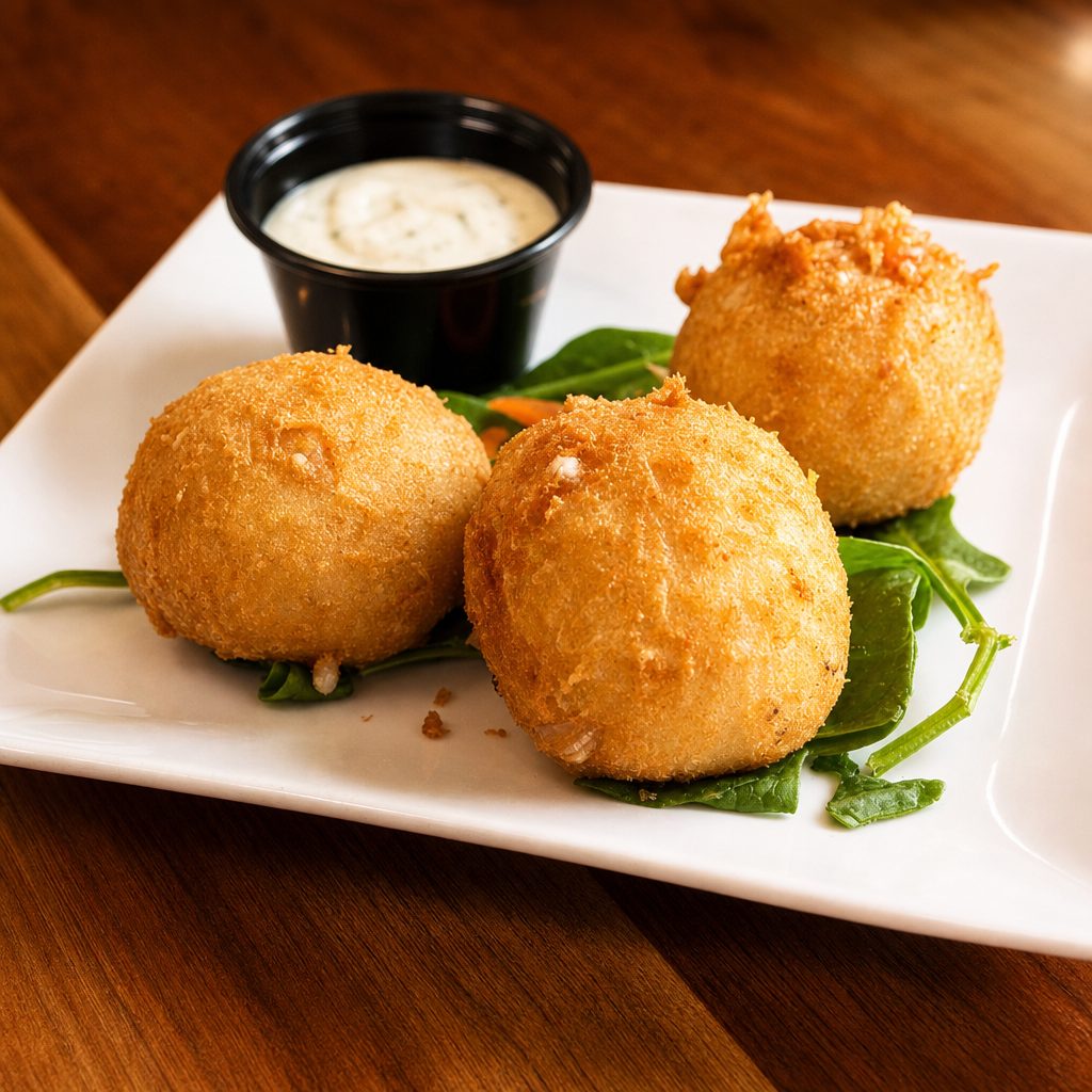 Bolitas de Yuca con queso y camarón.