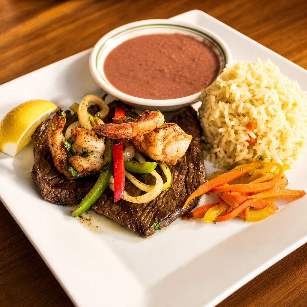 Bistec con Camarones.